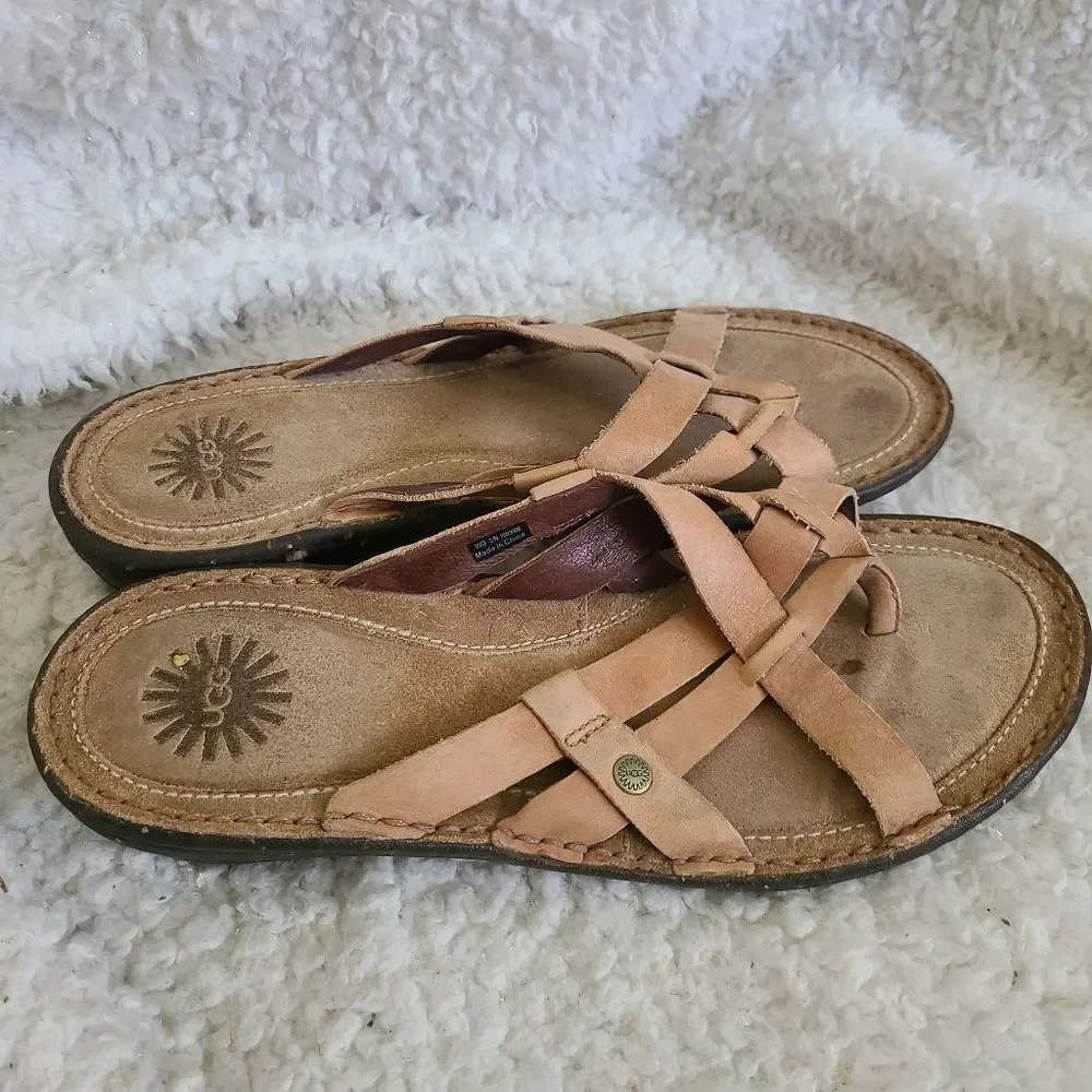 UGG Lanni Leather‎ Slide Sandals sz 9